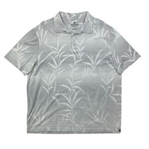 Nat Nast Shirt Men L Large White Grey Luxury Originals Leaf Pattern Short Sleeve